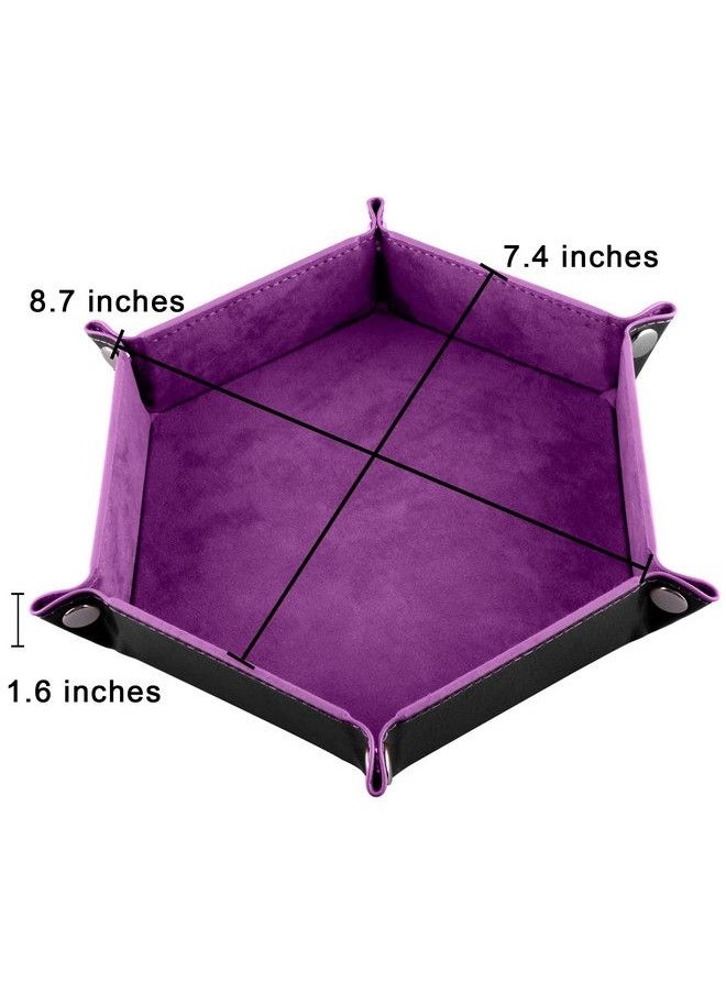 SIQUK - 6 Pieces Dice Tray Hexagon Dice Rolling Holder Folding Pu Leather Dice Trays For Dice Games Like Rpg Dnd And Other Table Games(Violet Camel Black Gray Cyan Sky Blue) - Image 1