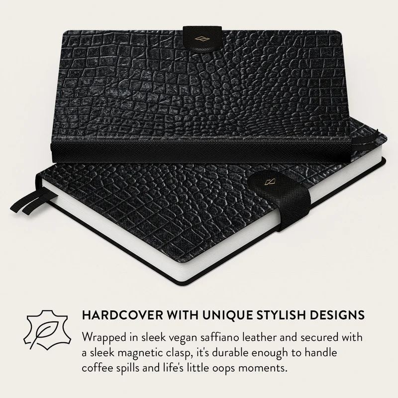Burga Burga Notebook Reaper's Touch Burga A5 Undated Infinity Planner with Magnetic Closure – Vegan Leather Hardcover Notebook, 144 Pages, 100 GSM FSC Paper, Flat Lay Binding, Back Pocket & Ribbon Markers – Reaper's Touch  | Best Price UAE