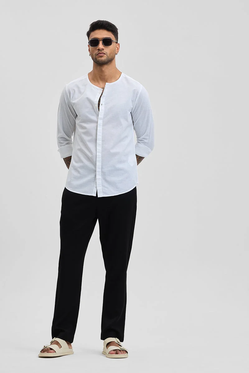 SNITCH White White Solid Long Sleeve Slim Fit Casual Shirt for Men | Best Price UAE
