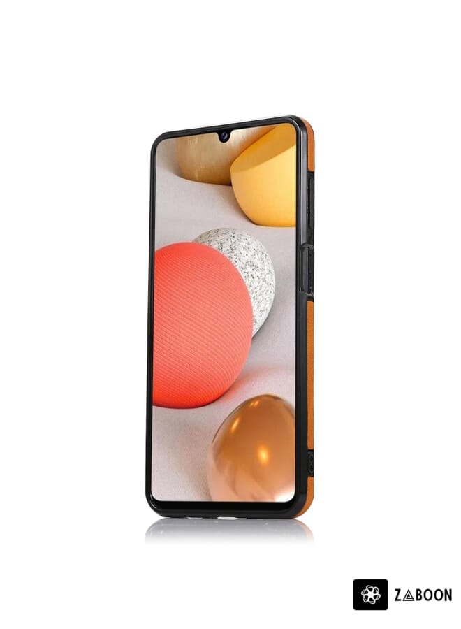 Zaboon حافظة واقية لهاتف سامسونج جالاكسي A12 5G بنقشة جلد العجل وحقيبة بطاقات مغناطيسية من PU - Image 3