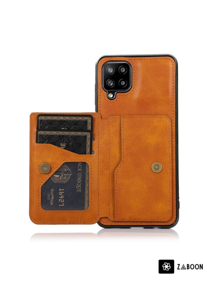 Zaboon حافظة واقية لهاتف سامسونج جالاكسي A12 5G بنقشة جلد العجل وحقيبة بطاقات مغناطيسية من PU - Image 4