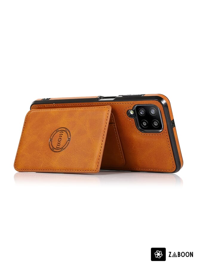 Zaboon حافظة واقية لهاتف سامسونج جالاكسي A12 5G بنقشة جلد العجل وحقيبة بطاقات مغناطيسية من PU - Image 5