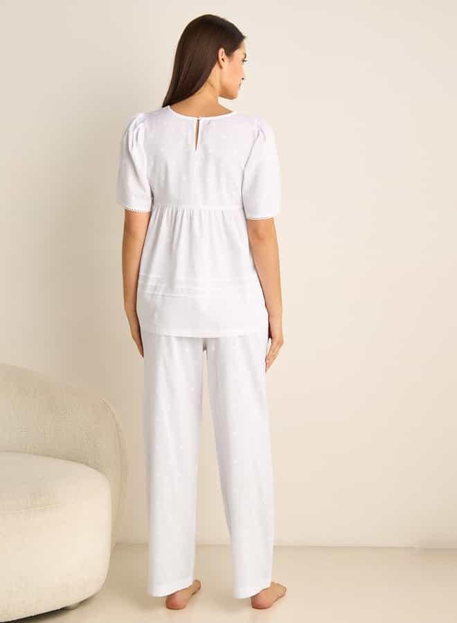 Splash FAV Embroidered Square Neck Top and Pyjama Set - Image 3