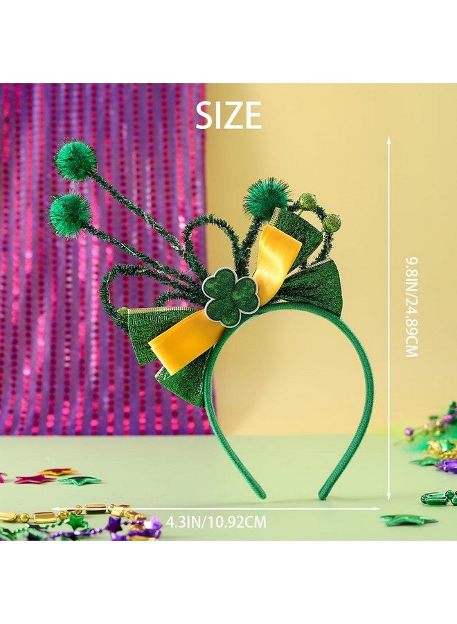 Woeoe St Patricks Day Headband Light Up Shamrock Headpieces Green Big Bow Sparkle Hair Hoop Irish Headpieces Accessories Party Headwear For Women And Girl (St Patricks Day) - Image 2