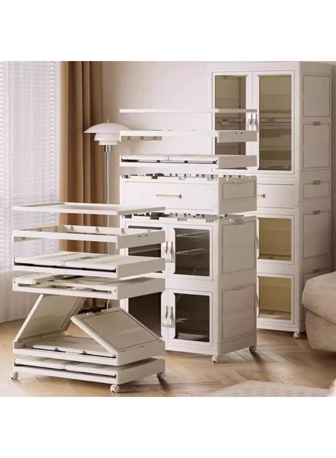 FLYROAD Foldable Wardrobe Portable Closet with Drawers and Wheels PP Material Transparent Double-door Design with Magnetic Closure for Bedrooms And Living Rooms(54 * 34 * 165cm) - Image 3