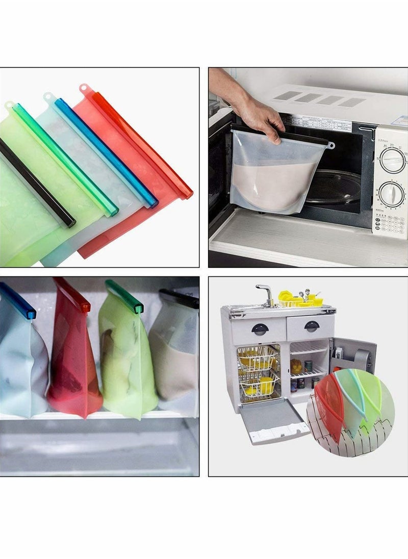 Y&D 4 Pack Reusable Silicone Food Storage Bags Size 1000ML Freezer & Dishwasher Safe kitchen Organization Bag, Leak-proof Stand-up Eco-Friendly  - Image 5