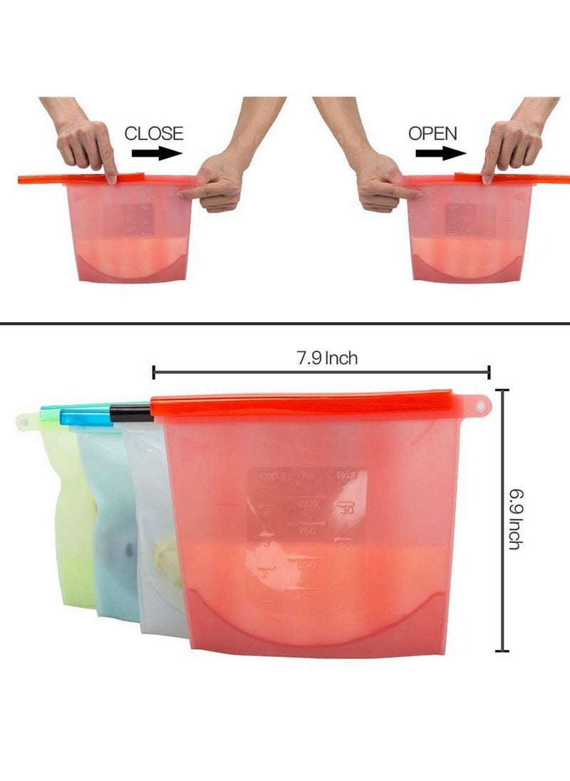 Y&D 4 Pack Reusable Silicone Food Storage Bags Size 1000ML Freezer & Dishwasher Safe kitchen Organization Bag, Leak-proof Stand-up Eco-Friendly  - Image 4