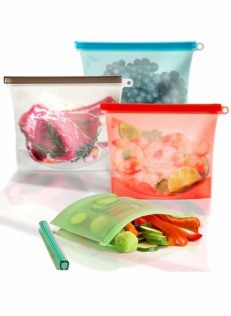 Y&D 4 Pack Reusable Silicone Food Storage Bags Size 1000ML Freezer & Dishwasher Safe kitchen Organization Bag, Leak-proof Stand-up Eco-Friendly  - Image 1