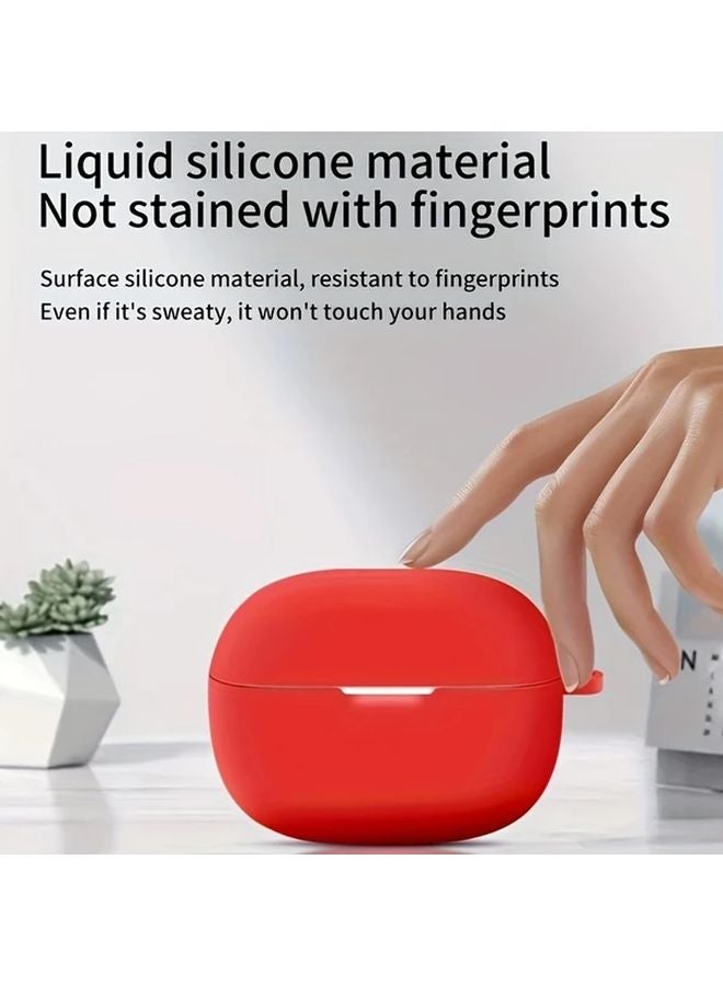 Black Soft Silicone Protective Cover For Redmi Buds 5 Pro With Detachable Metal Buckle - Image 5