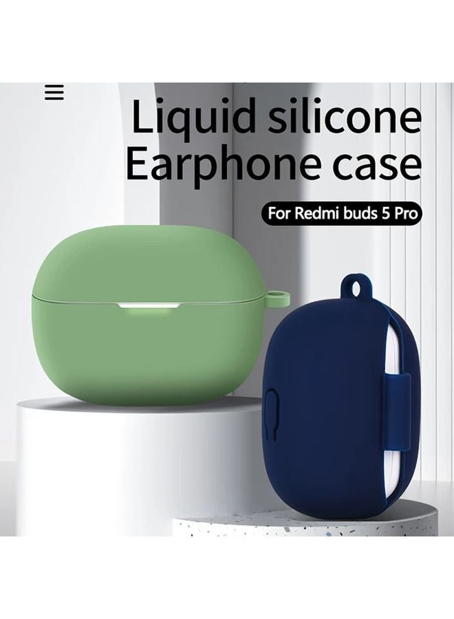 Black Soft Silicone Protective Cover For Redmi Buds 5 Pro With Detachable Metal Buckle - Image 2