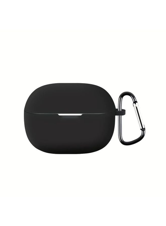 Black Soft Silicone Protective Cover For Redmi Buds 5 Pro With Detachable Metal Buckle - Image 1