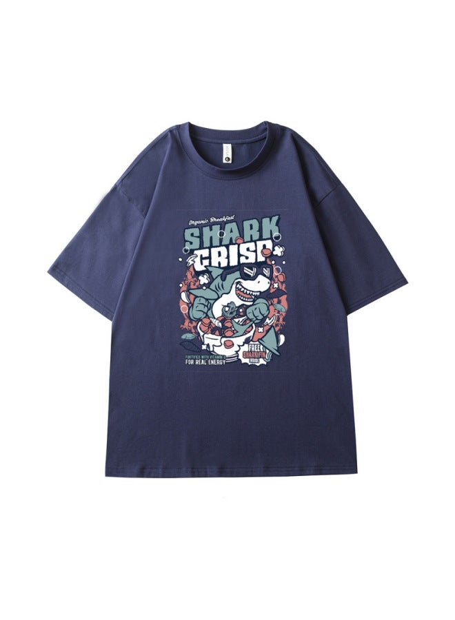 Simple And Versatile Sateen Cotton Letter T-shirt Men's Summer Loose Solid Color Print Short Sleeve Couple Basic T-shirt