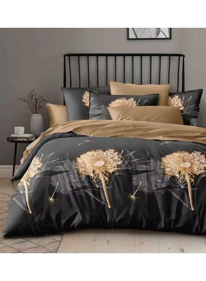 طقم سرير ملكي فاخر (6 قطع) – غطاء لحاف ناعم وقابل للتنفس 220x240 سم من القطن