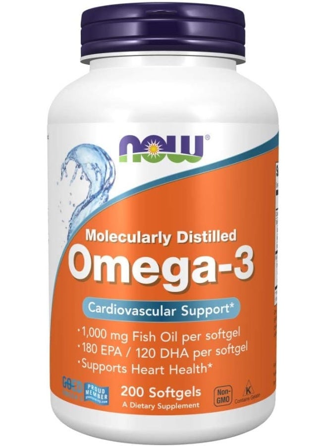 now Foods, Omega-3, Cardiovascular Support, 200 Soft Gels - Image 1