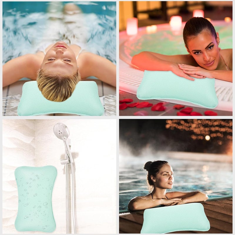 Bathtub Pillow Headrest with Suction Cups 3D Mesh Breathable Washable Bath Cushion for Tub Spa Relaxation Household and Hotel Use Random Color - Image 5