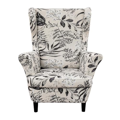 NILUOH Wingback Chair Slipcover 2 Pieces Stretch Spandex Wingback Chair Covers Washable Slipcover for Wingback Armchairs NonSlip Furniture Protector with Elastic Bottom for Living Room - Image 1