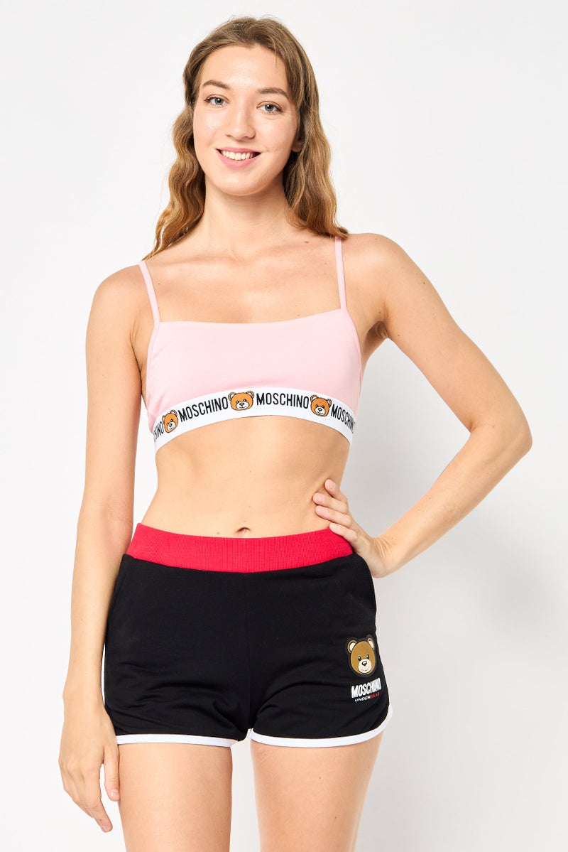 MOSCHINO Women Brand Logo Non Padded Bralette Underwear, Pink  - Image 1