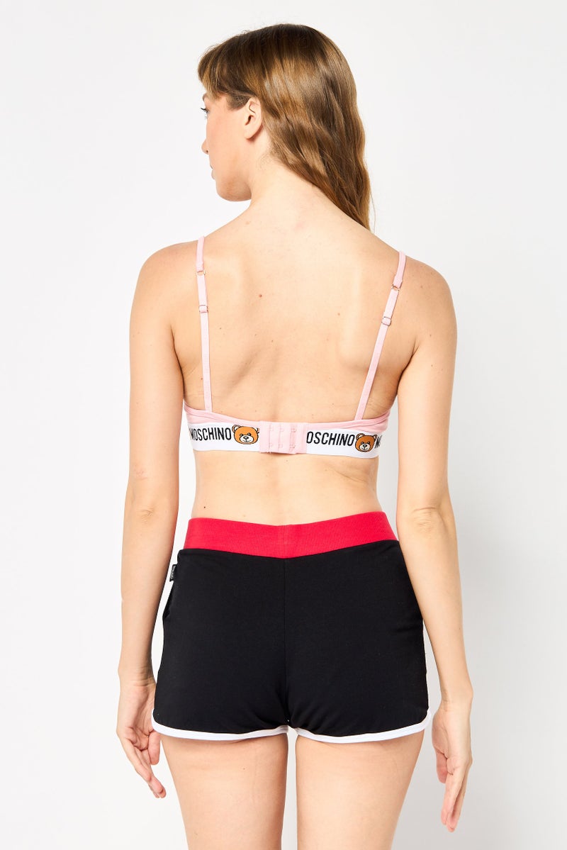 MOSCHINO Women Brand Logo Non Padded Bralette Underwear, Pink  - Image 4
