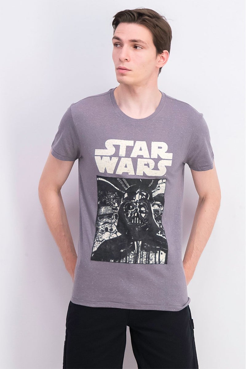 STAR WARS تي شيرت كلاسيكي للرجال من ستار وورز إمباير سترايكز فادر، رمادي فاتح - Image 1