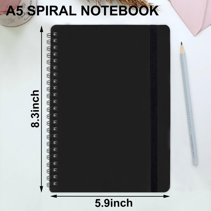 Utron Spiral Notebook For Women & Men  2Pcs Spiral Journal Notebooks  5.9 X 8.3  College Ruled Notebook For Work Notes  Journal Writing  And Daily Life Entries (Black) - Image 2