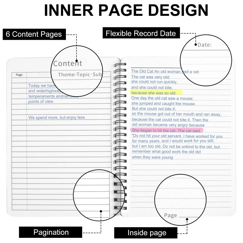 Utron Spiral Notebook For Women & Men  2Pcs Spiral Journal Notebooks  5.9 X 8.3  College Ruled Notebook For Work Notes  Journal Writing  And Daily Life Entries (Black) - Image 4
