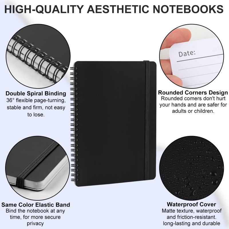 Utron Spiral Notebook For Women & Men  2Pcs Spiral Journal Notebooks  5.9 X 8.3  College Ruled Notebook For Work Notes  Journal Writing  And Daily Life Entries (Black) - Image 3