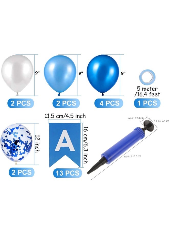 PTTIMFFM Blue Happy Birthday Banner & Balloon Decoration Kit with Air Pump, Complete Party Supplies for Kids, Teens, Adults - Image 2