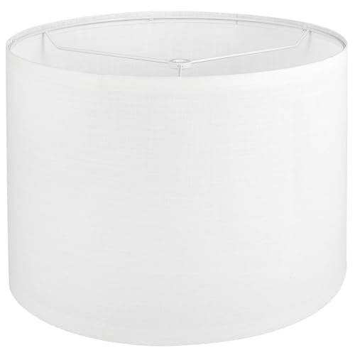 Koorle White Lamp shade Drum Lamp Shade for Table Lamps Floor Lamp 13 Top X 13 Bottom X 10 High White Large Line Fabric Lamp Shade Easy Assembly Replacement Lampshade - Image 1