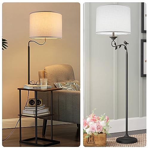 Koorle White Lamp shade Drum Lamp Shade for Table Lamps Floor Lamp 13 Top X 13 Bottom X 10 High White Large Line Fabric Lamp Shade Easy Assembly Replacement Lampshade - Image 3