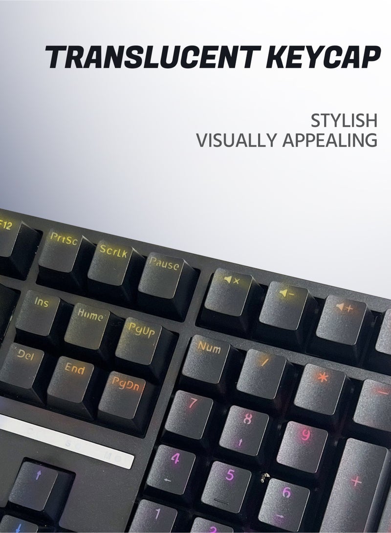109-Key Black Arabic Keyboard, Semi-Transparent Keycaps, Ergonomic Keycap Design, Keycaps Made of ABS Material, Comfortable for Typing, Anti-Fade Coating - Image 5