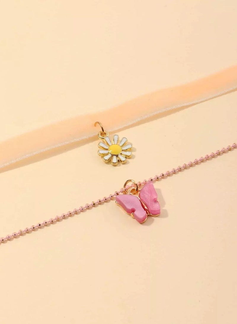 2pcs Girls Flower Charm Necklace  - Image 3