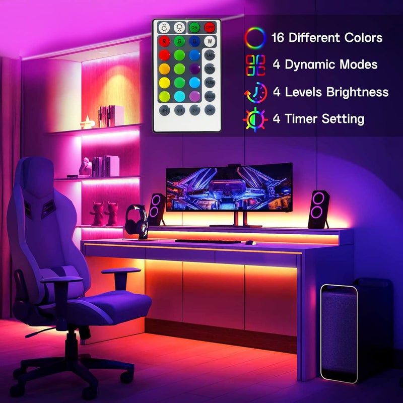 echosari Battery Powered LED Strip Lights RGB, 60 LED 5050 Color Changing TV Backlights with 28-Key Remote Control, Cuttable Outdoor Strip Lights 6.6 Ft Self-adhesive DIY Lights for Skcteboard Bedroom Decor - Image 5