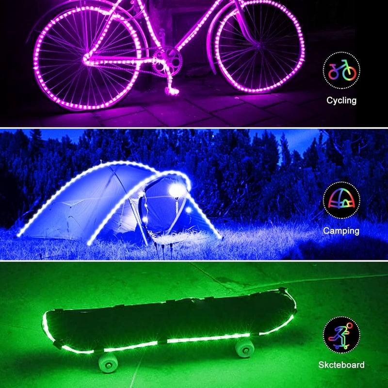 echosari Battery Powered LED Strip Lights RGB, 60 LED 5050 Color Changing TV Backlights with 28-Key Remote Control, Cuttable Outdoor Strip Lights 6.6 Ft Self-adhesive DIY Lights for Skcteboard Bedroom Decor - Image 2