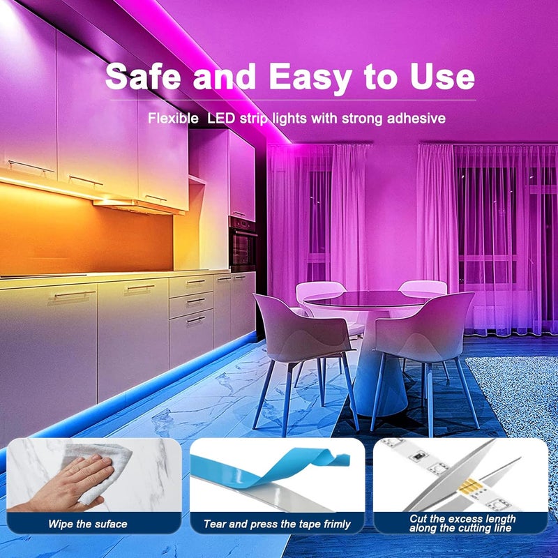 echosari Battery Powered LED Strip Lights RGB, 60 LED 5050 Color Changing TV Backlights with 28-Key Remote Control, Cuttable Outdoor Strip Lights 6.6 Ft Self-adhesive DIY Lights for Skcteboard Bedroom Decor - Image 4