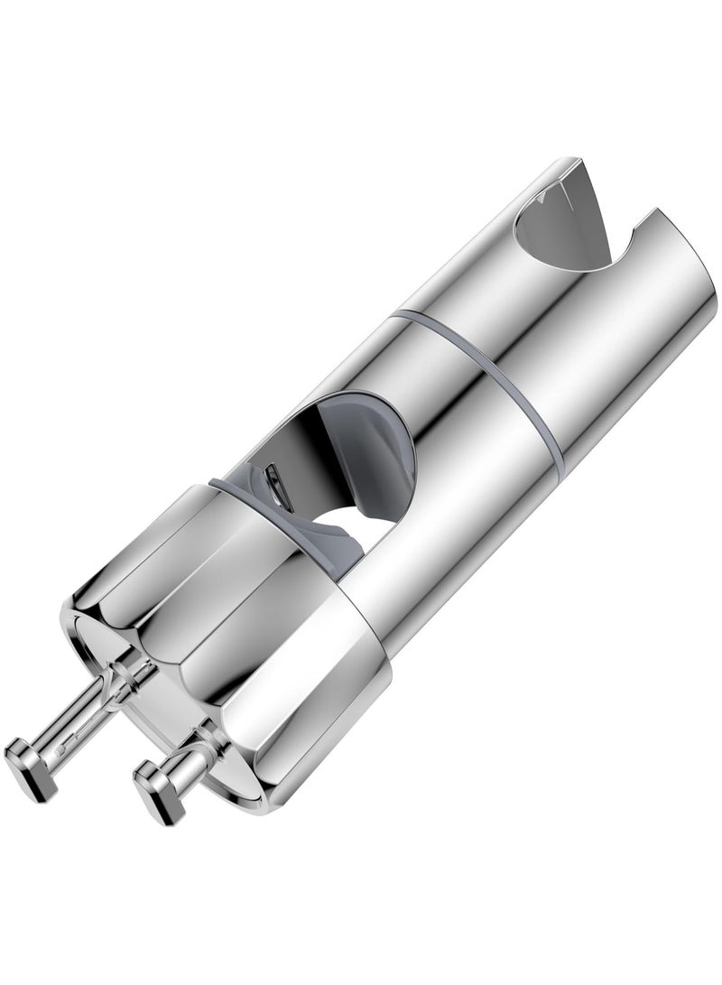 حامل رأس الدش مع خطافين، حامل حامل بديل شامل قابل للضبط 16-28 ملم، تصميم الدش المطلي بالكروم + حاملات رأس الدش، تركيب سهل لقضيب الانزلاق - Image 1