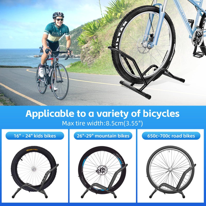 BEISHI Bike Floor Stand Indoor Bike Stand for Garage/Home,Adjustable Bicycle Parking Stand Fit for 16"-29" Wheel Mini/Mountain/Road Bikes Heavy Duty Metal - Image 4