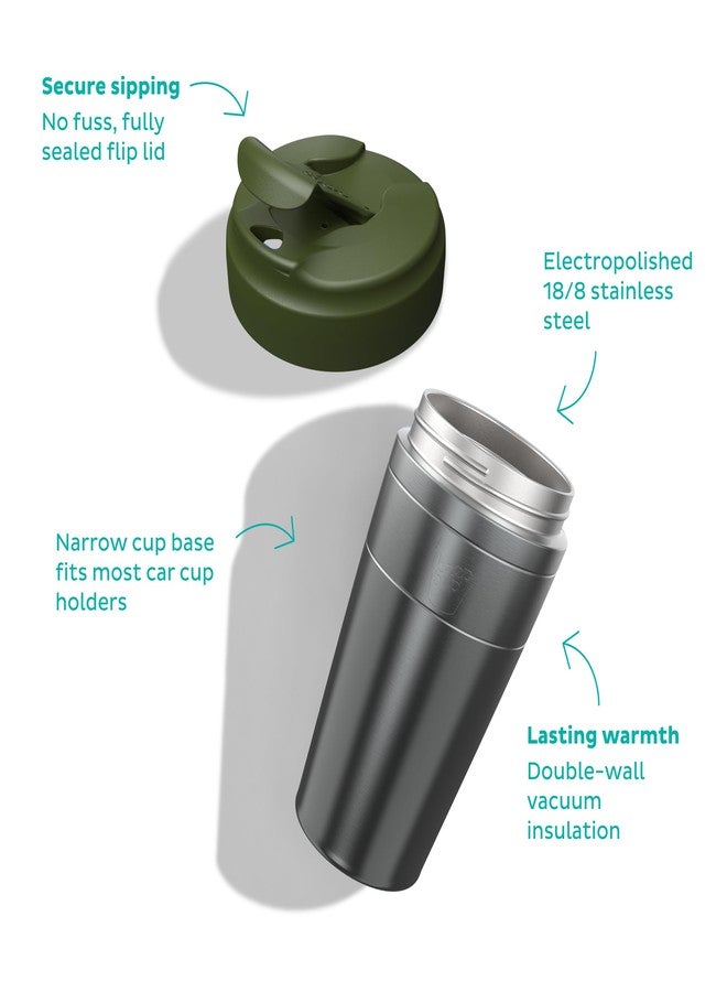 KeepCup Commuter Travel Mug - Insulated Stainless Steel Reusable Coffee Cup with Spillproof Flip Lid - 16oz/454ml - Pine - Image 3
