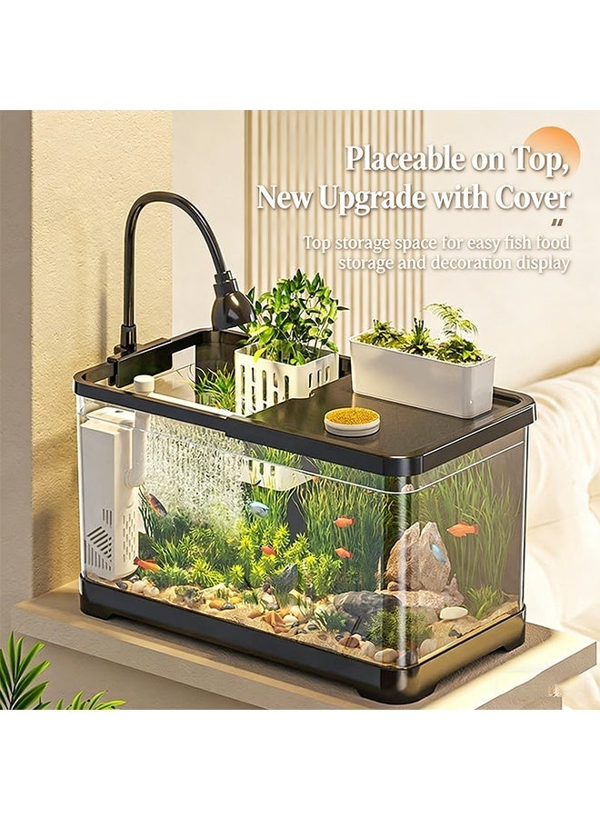 Fish Tank Set with LED Lighting & Oxygen Pump Filter – Complete Aquarium Kit, Aquatic Plant Lamp, Home Store Display Tank with Cleaning Accessories, Complete Aquarium Kit for Home, Store, and Aquarium Decoration(Large Size) - Image 4