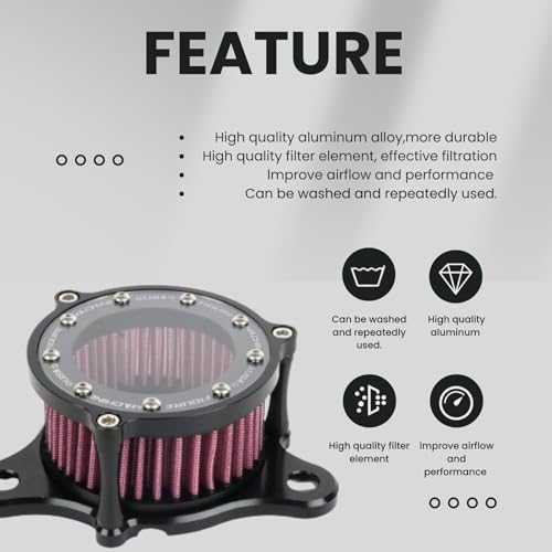 PSLER Motorcycle Air Filter Cleaner Intake for Sportster All Models 2004-2020, Police XL883P Iron 883 XL883 XL883N XL883R XL883P XL1200 XL1200L XL1200X Forty Eight XL1200X CNC Sportster accessories - Image 3