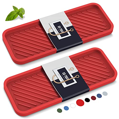 EG-SIPRO Kitchen Sink Organizer Tray,Sponge Holder for Kitchen Sink Bathroom Counter Tray Sponge Caddy Silicone Soap Holder for Soap dispenser, Bottle, Dishwashing Accessories(2-pack) - Image 1