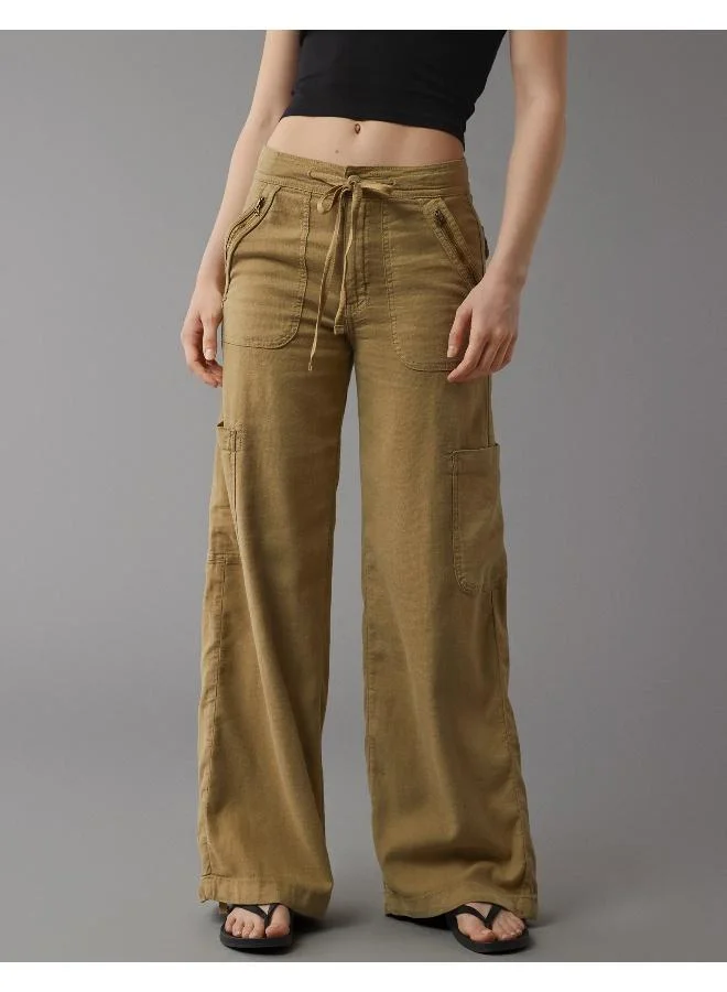 American Eagle AE Dreamy Drape Linen-Blend Baggy Wide-Leg Cargo Pant