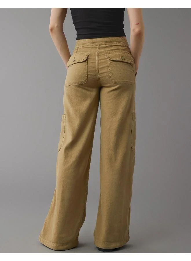 American Eagle AE Dreamy Drape Linen-Blend Baggy Wide-Leg Cargo Pant