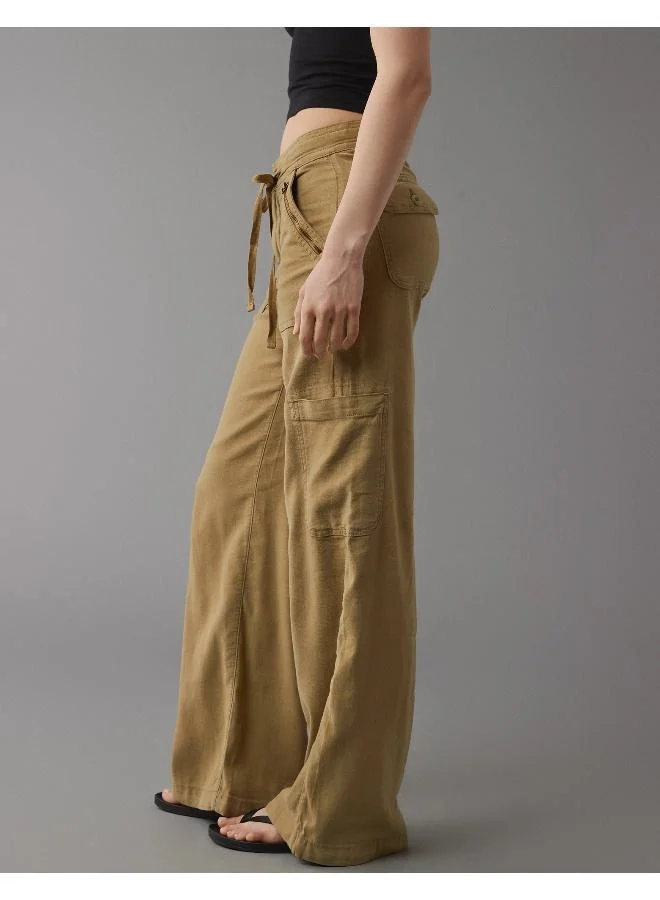 American Eagle AE Dreamy Drape Linen-Blend Baggy Wide-Leg Cargo Pant
