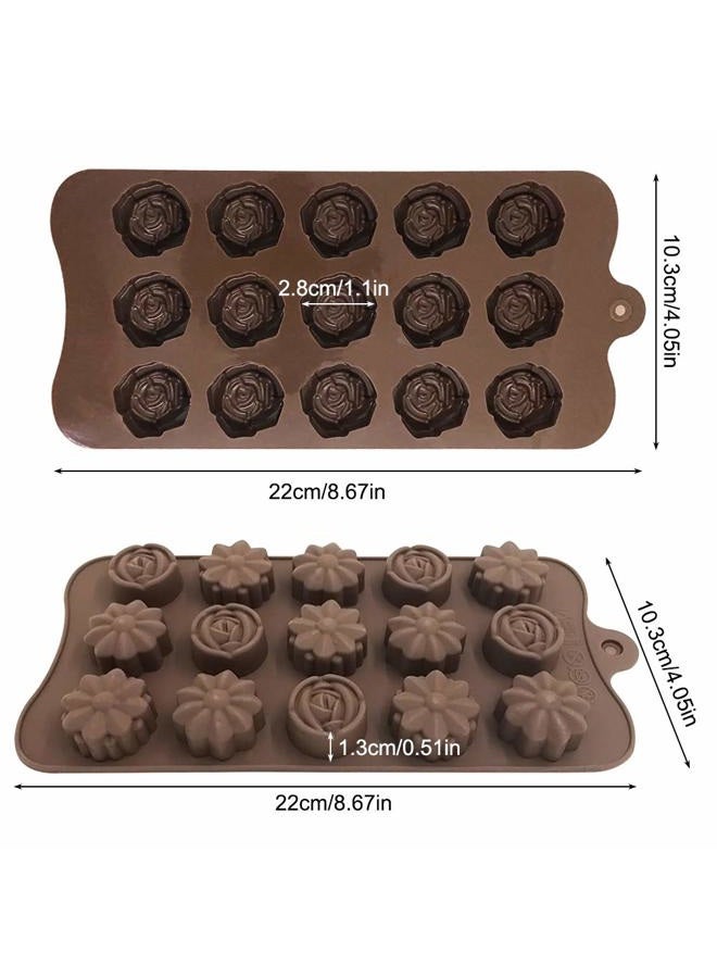DanziX 4 Pack Flower Shape Silicone Molds Chocolate Candy Mold, Silicone Mold for Wedding,Festival, Parties, DIY Enthusiasts-15 Cavity - Image 3