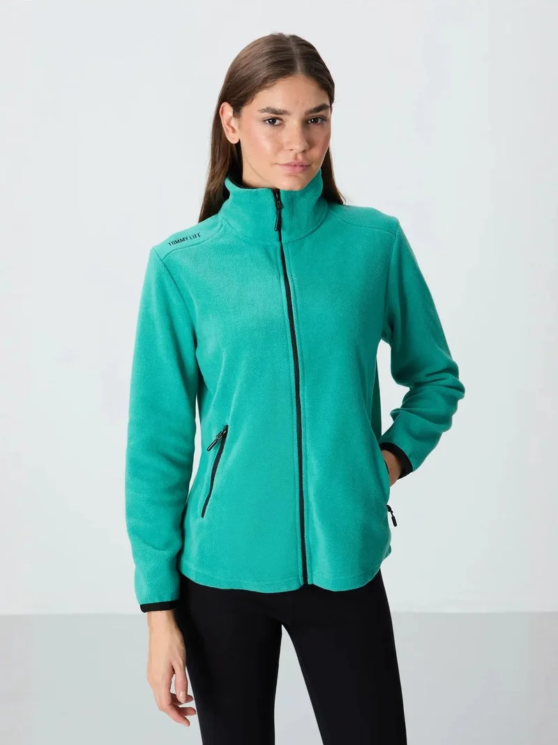 TOMMYLIFE TOMMY Women's Plush Zip-Front Sweatshirt