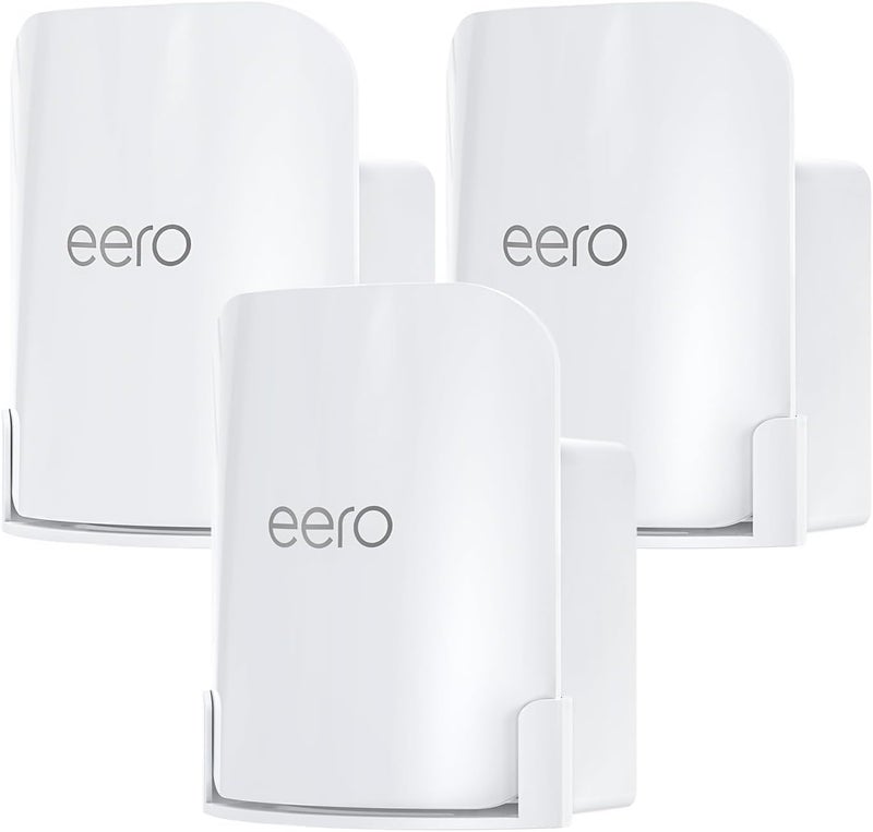 XLTTYWL طقم تركيب ® ثنائي الوظيفة للحائط والمقبس لموجه eero Pro 7 WiFi 7 | يناسب موجه eero Pro 7 ثلاثي النطاق Mesh Wi-Fi 7، إدارة كابلات مخفية، بلاستيك ABS متين، تصميم موفر للمساحة، أبيض، عبوة من 3 - Image 1