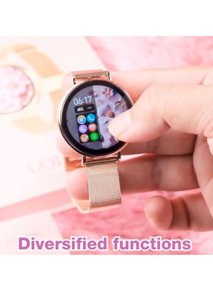 Telzeal LOLA-6 Round Shape Ultra-Slim Smartwatch with 3 Interchangeable Straps and Charging Cable Designed for Ladies Gold - Image 5