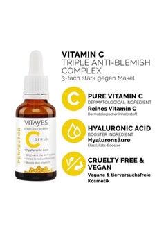 Vitamin C Face Serum Anti Aging Serum With Hyaluronic Acid Skin Hydrating & Brightening For Dark Spots Fine Lines And Wrinkles 1 Oz.