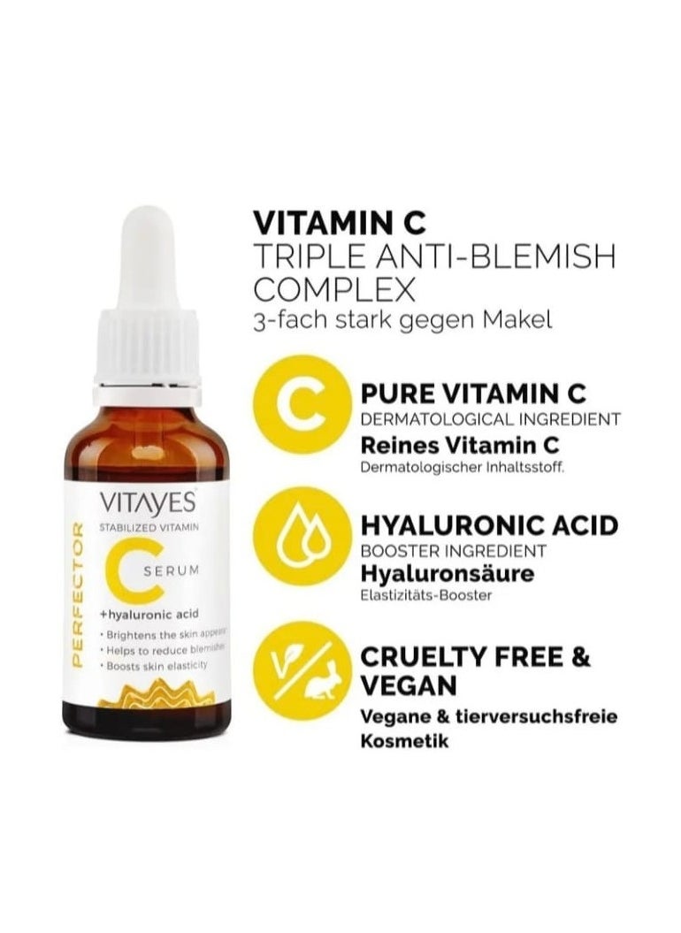 Vitayes - Vitamin C Face Serum Anti Aging Serum With Hyaluronic Acid Skin Hydrating & Brightening For Dark Spots Fine Lines And Wrinkles 1 Oz. - Image 1