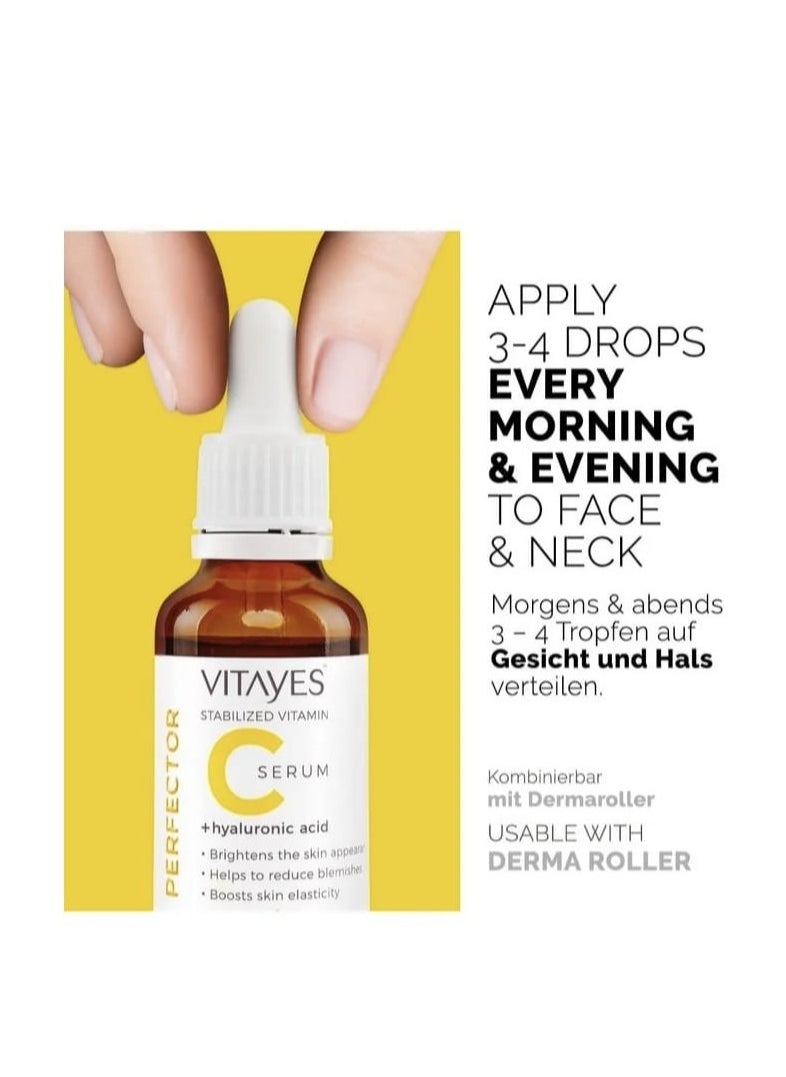 Vitayes - Vitamin C Face Serum Anti Aging Serum With Hyaluronic Acid Skin Hydrating & Brightening For Dark Spots Fine Lines And Wrinkles 1 Oz. - Image 1